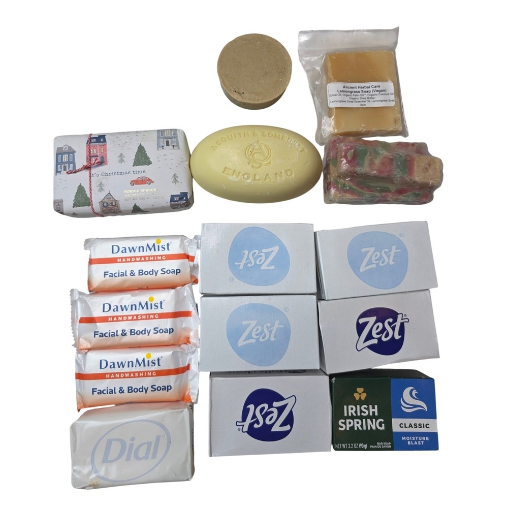 Assorted Bar Soap Lot 14pc Zest Irish Spring Dial Asquith Somerset Dawn Vegan E1